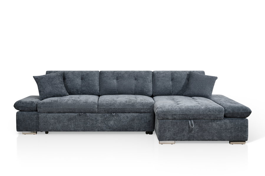 Harry Blue Chenille Fabric Corner Sofabed with Storage