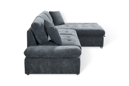 Harry Blue Chenille Fabric Corner Sofabed with Storage