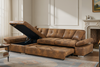 Harry Faux Leather Suede Brown Corner Sofabed with Storage