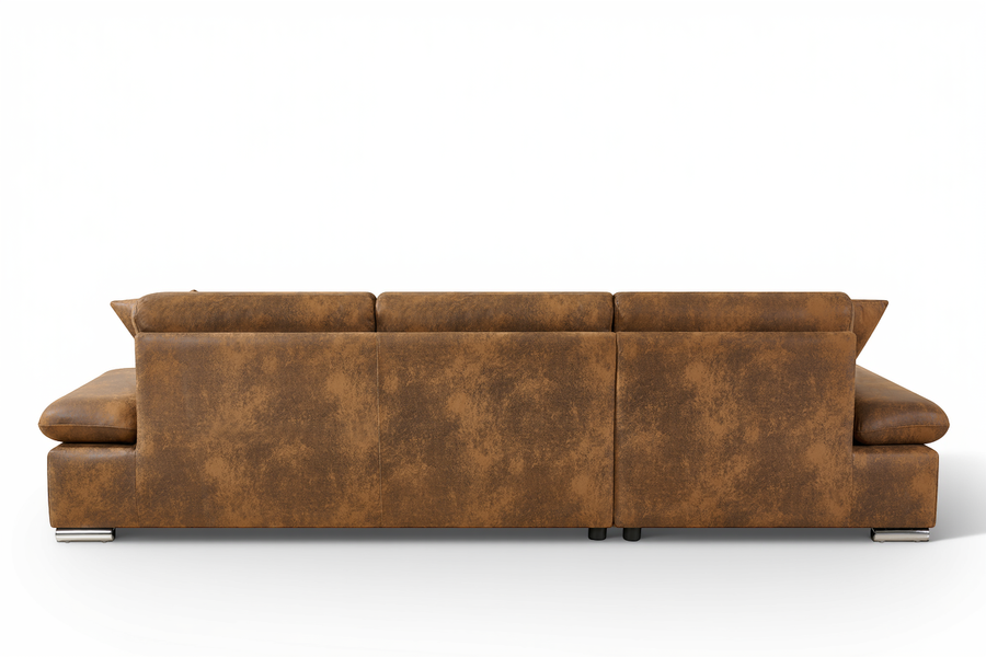 Harry Faux Leather Suede Brown Corner Sofabed with Storage