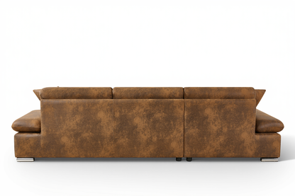 Harry Faux Leather Suede Brown Corner Sofabed with Storage