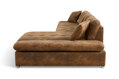 Harry Faux Leather Suede Brown Corner Sofabed with Storage