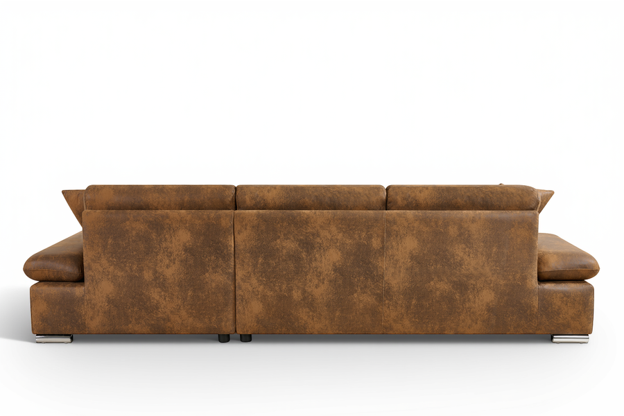 Harry Faux Leather Suede Brown Corner Sofabed with Storage