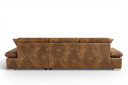 Harry Faux Leather Suede Brown Corner Sofabed with Storage