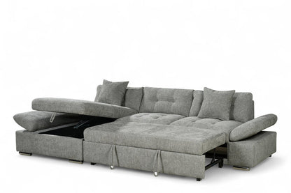 Harry Grey Chenille Fabric Corner Sofabed with Storage