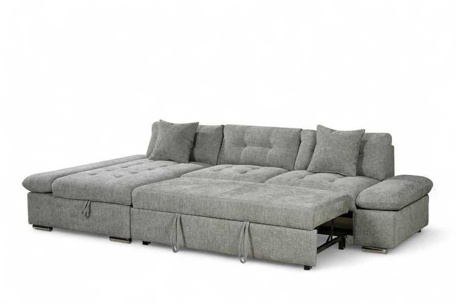 Harry Grey Chenille Fabric Corner Sofabed with Storage