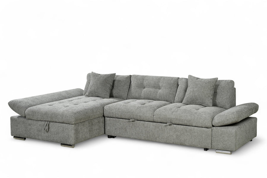 Harry Grey Chenille Fabric Corner Sofabed with Storage