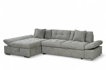 Harry Grey Chenille Fabric Corner Sofabed with Storage