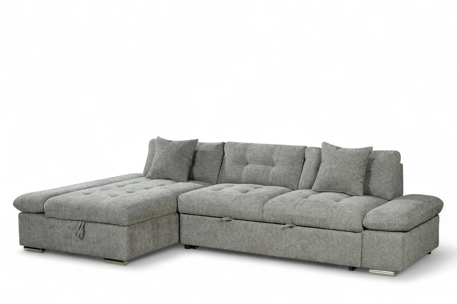 Harry Grey Chenille Fabric Corner Sofabed with Storage