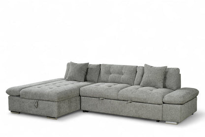 Harry Grey Chenille Fabric Corner Sofabed with Storage