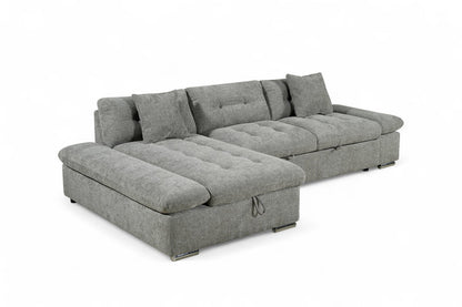 Harry Grey Chenille Fabric Corner Sofabed with Storage