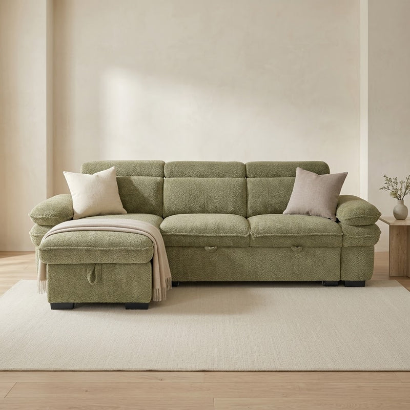 Hudson Universal Corner Storage Sofa Bed - Green