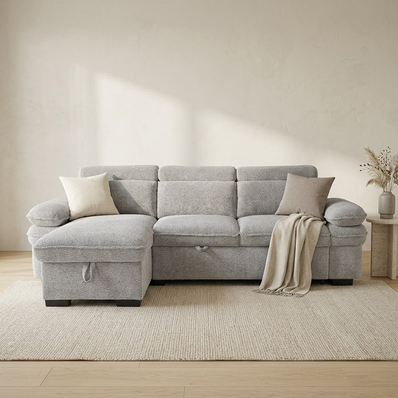 Hudson Universal Corner Storage Sofa Bed - Grey