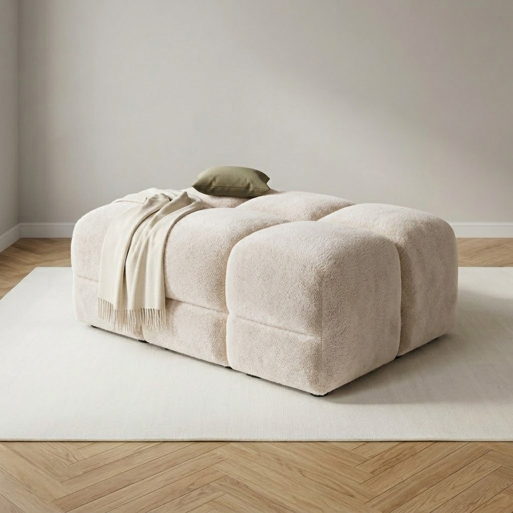 Jacob Footstool - Plush Cream - Sorisso fabric colour visualisation
