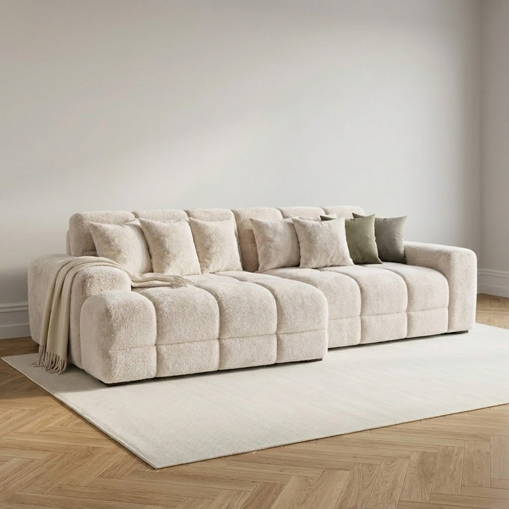 Jacob Left Hand Facing Corner Sofa - Sorisso Cream - Sorisso fabric colour visualisation