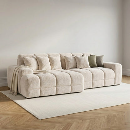 Jacob Left Hand Facing Corner Sofa - Sorisso Cream - Sorisso fabric colour visualisation