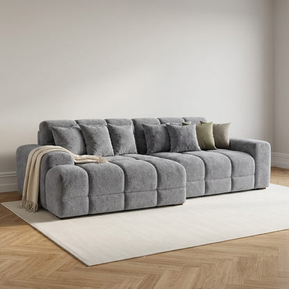 Jacob Left Hand Facing Corner Sofa - Plush Grey - Sorisso fabric colour visualisation