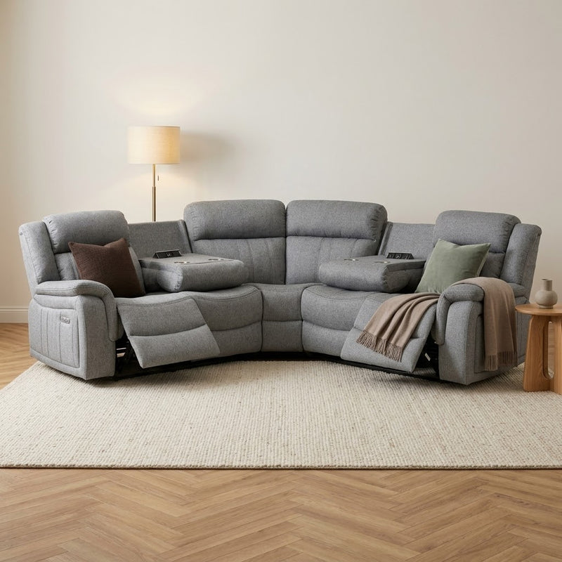 Linden Recliner Sofa Grey Large Corner
