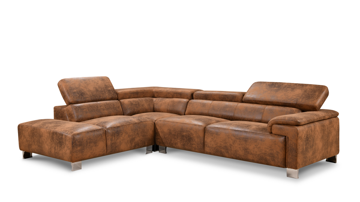 Livorno Faux Leather Brown Suede Corner Sofa
