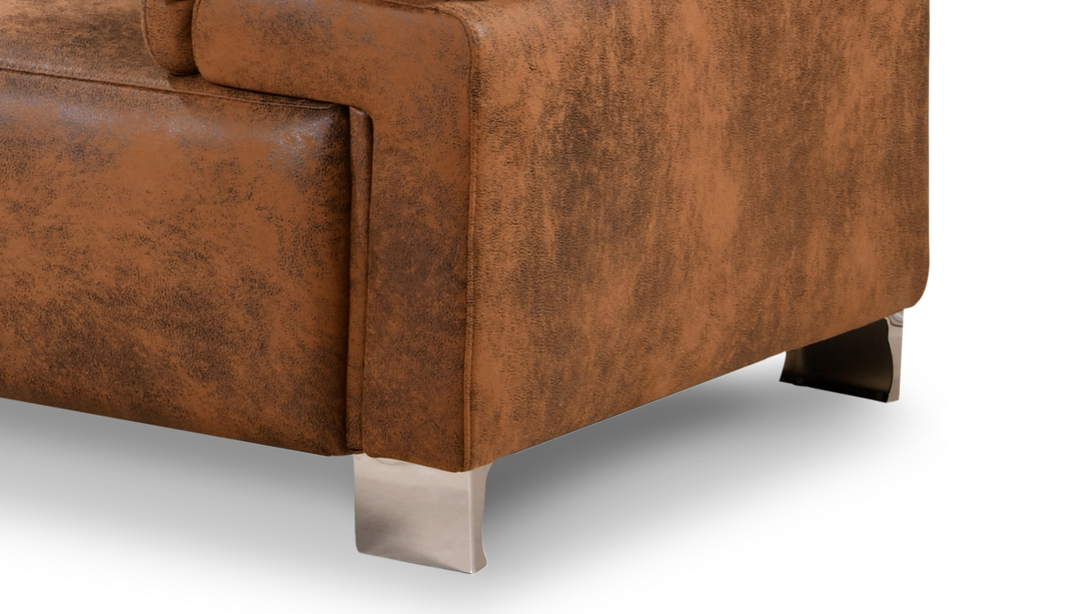 Livorno Faux Leather Brown Suede Corner Sofa