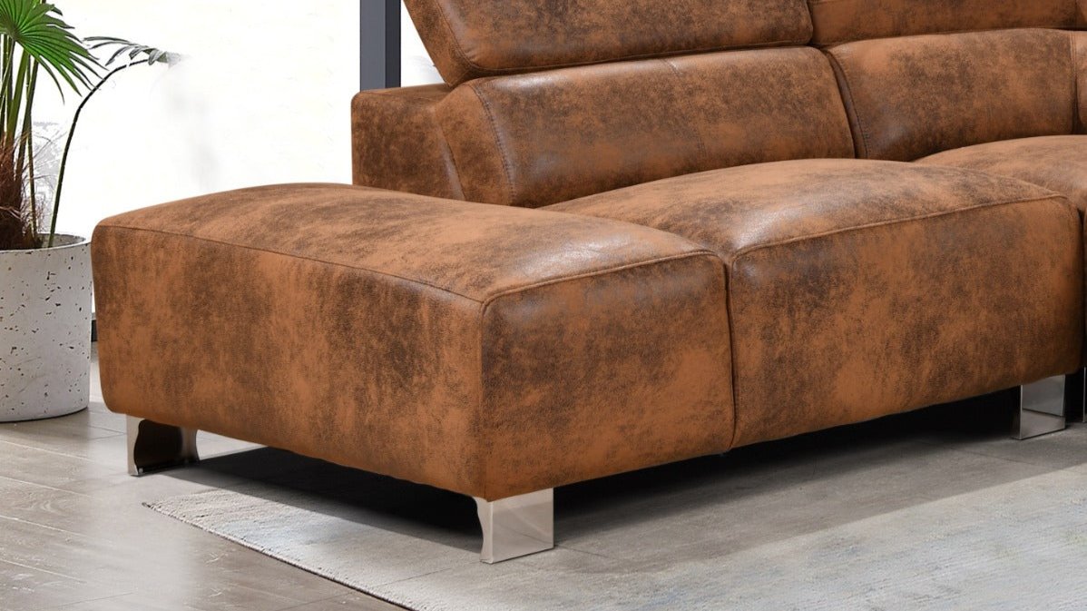 Livorno Faux Leather Brown Suede Corner Sofa