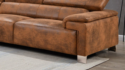 Livorno Faux Leather Brown Suede Corner Sofa
