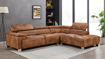 Livorno Faux Leather Brown Suede Corner Sofa