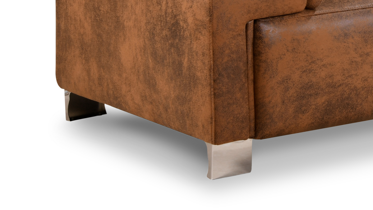 Livorno Faux Leather Brown Suede Corner Sofa