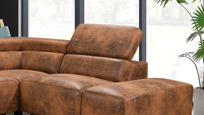 Livorno Faux Leather Brown Suede Corner Sofa