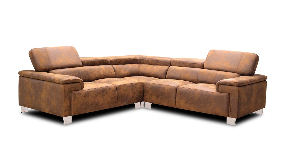 Livorno Faux Leather Suede Brown 2C2 Corner Sofa