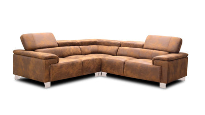 Livorno Faux Leather Suede Brown 2C2 Corner Sofa