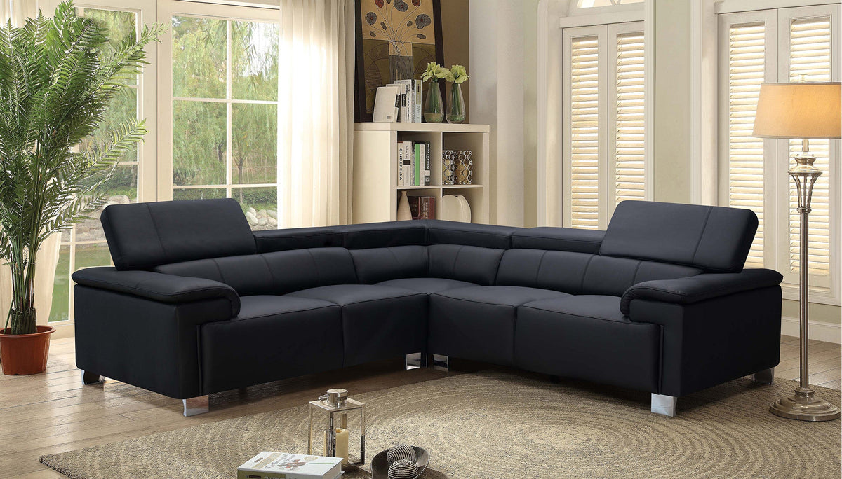Livorno Genuine Leather Black 2C2 Corner Sofa