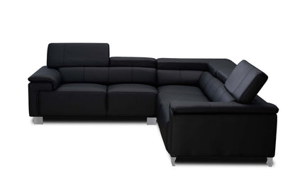Livorno Genuine Leather Black 2C2 Corner Sofa