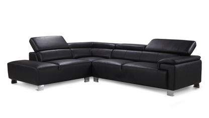 Livorno Genuine Leather Black Corner Sofa