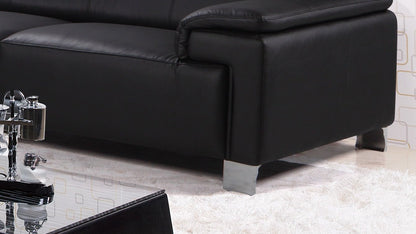 Livorno Genuine Leather Black Corner Sofa
