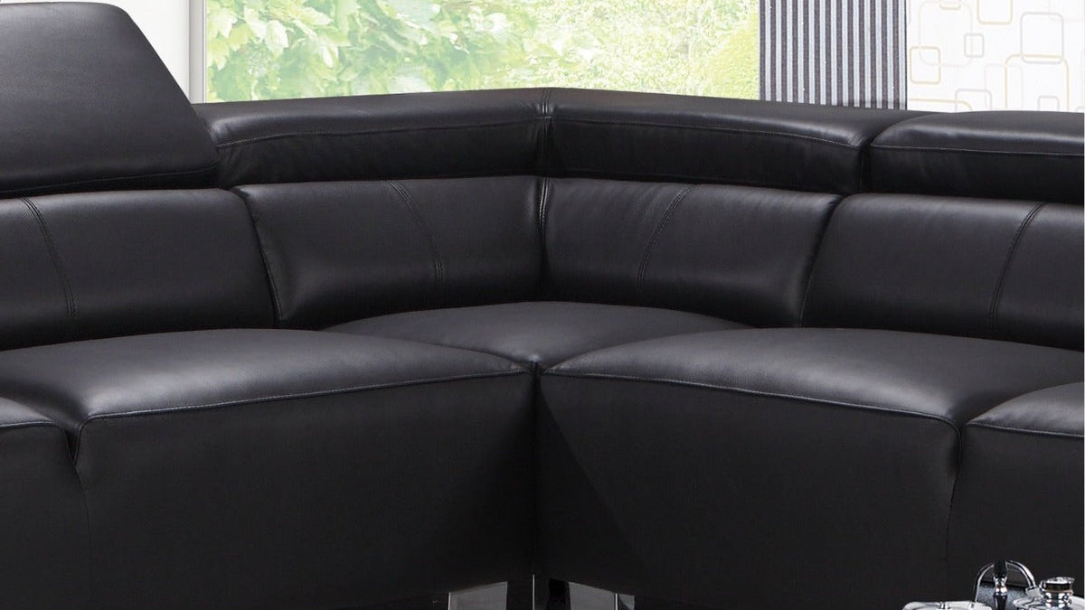 Livorno Genuine Leather Black Corner Sofa