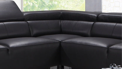 Livorno Genuine Leather Black Corner Sofa
