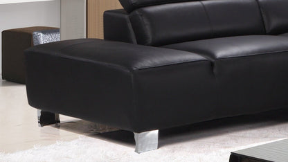 Livorno Genuine Leather Black Corner Sofa