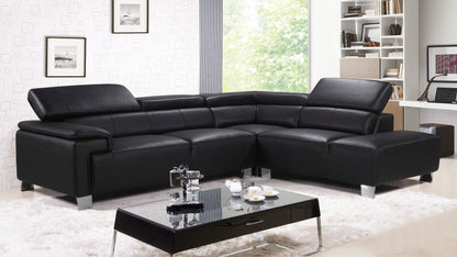 Livorno Genuine Leather Black Corner Sofa
