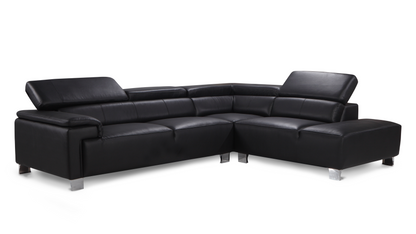Livorno Genuine Leather Black Corner Sofa