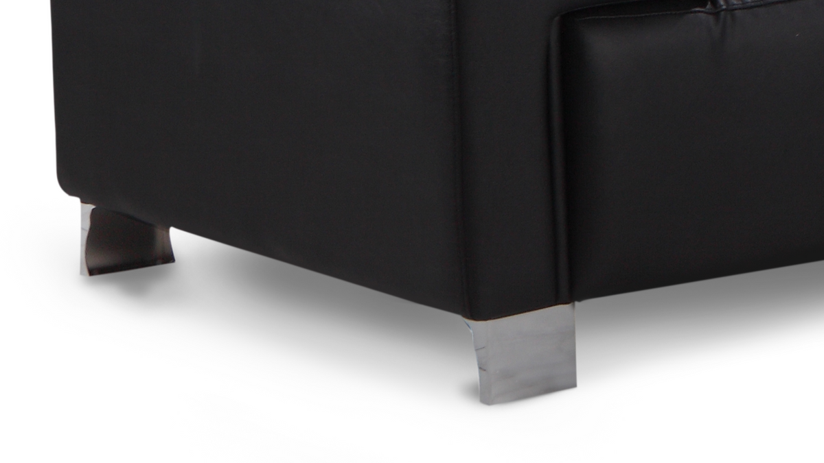 Livorno Genuine Leather Black Corner Sofa