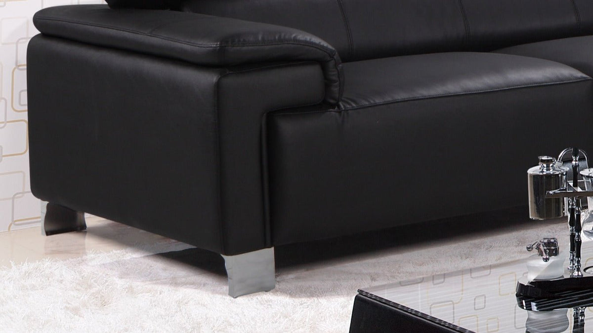 Livorno Genuine Leather Black Corner Sofa