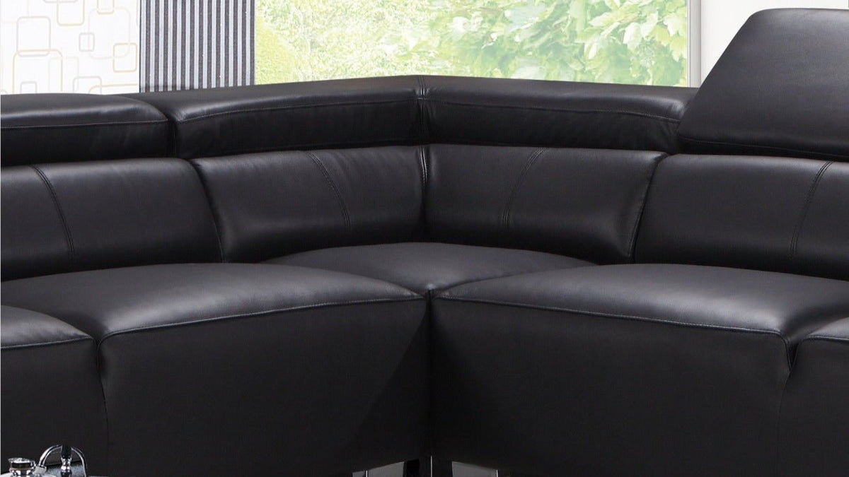 Livorno Genuine Leather Black Corner Sofa
