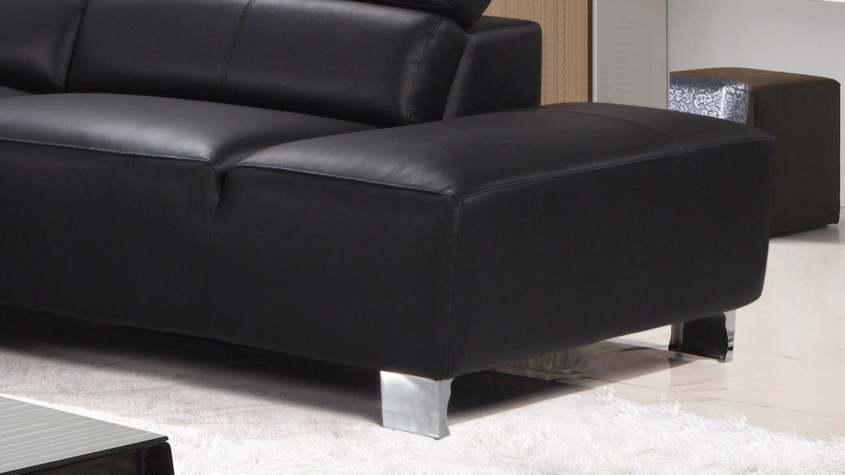 Livorno Genuine Leather Black Corner Sofa