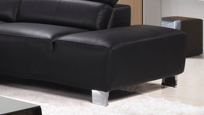 Livorno Genuine Leather Black Corner Sofa