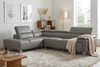Livorno Genuine Leather Mid Grey Corner Sofa