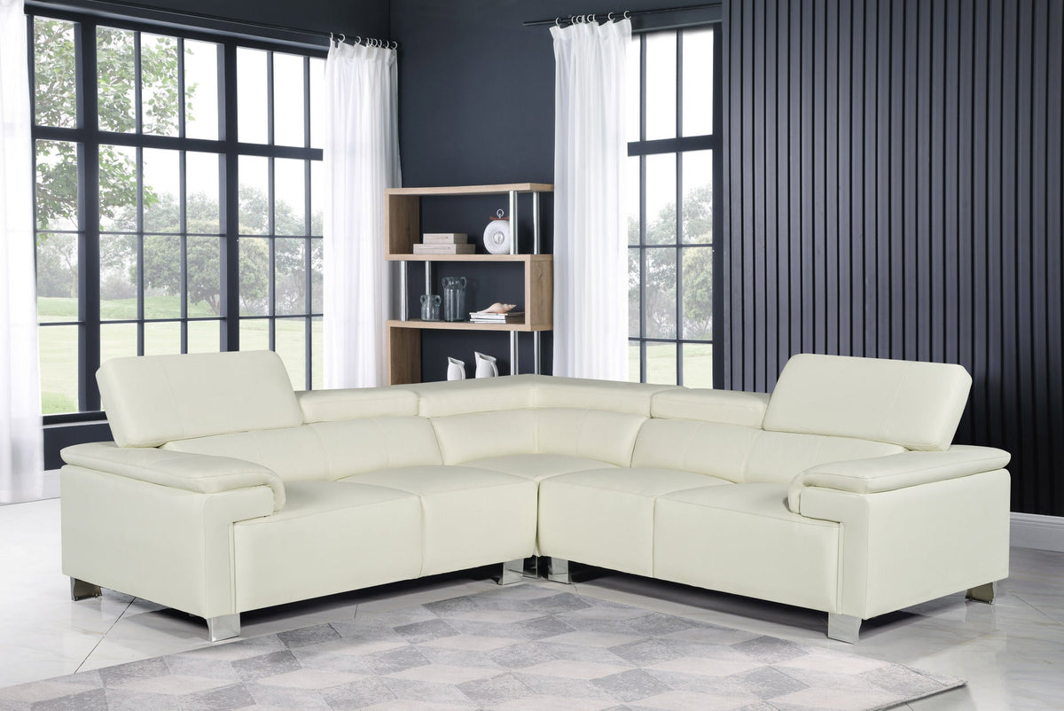 Livorno Genuine Leather White 2C2 Corner Sofa