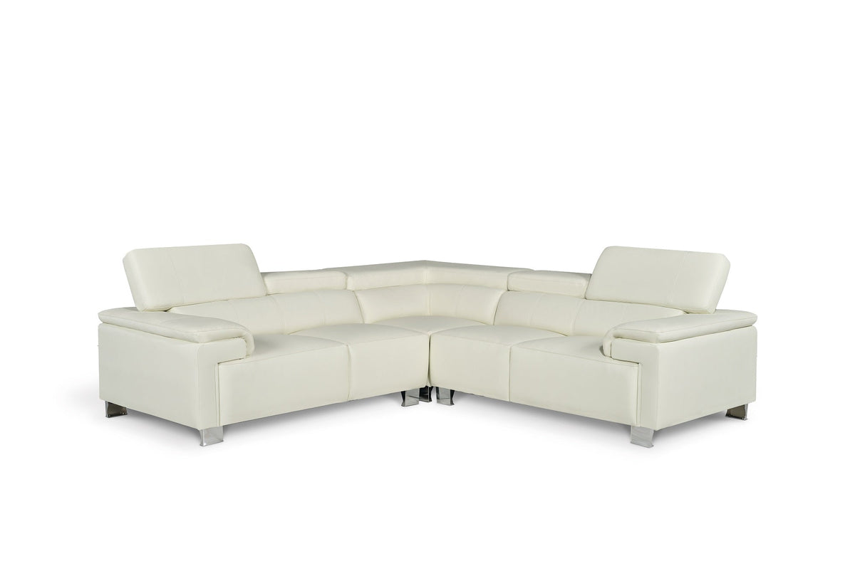 Livorno Genuine Leather White 2C2 Corner Sofa