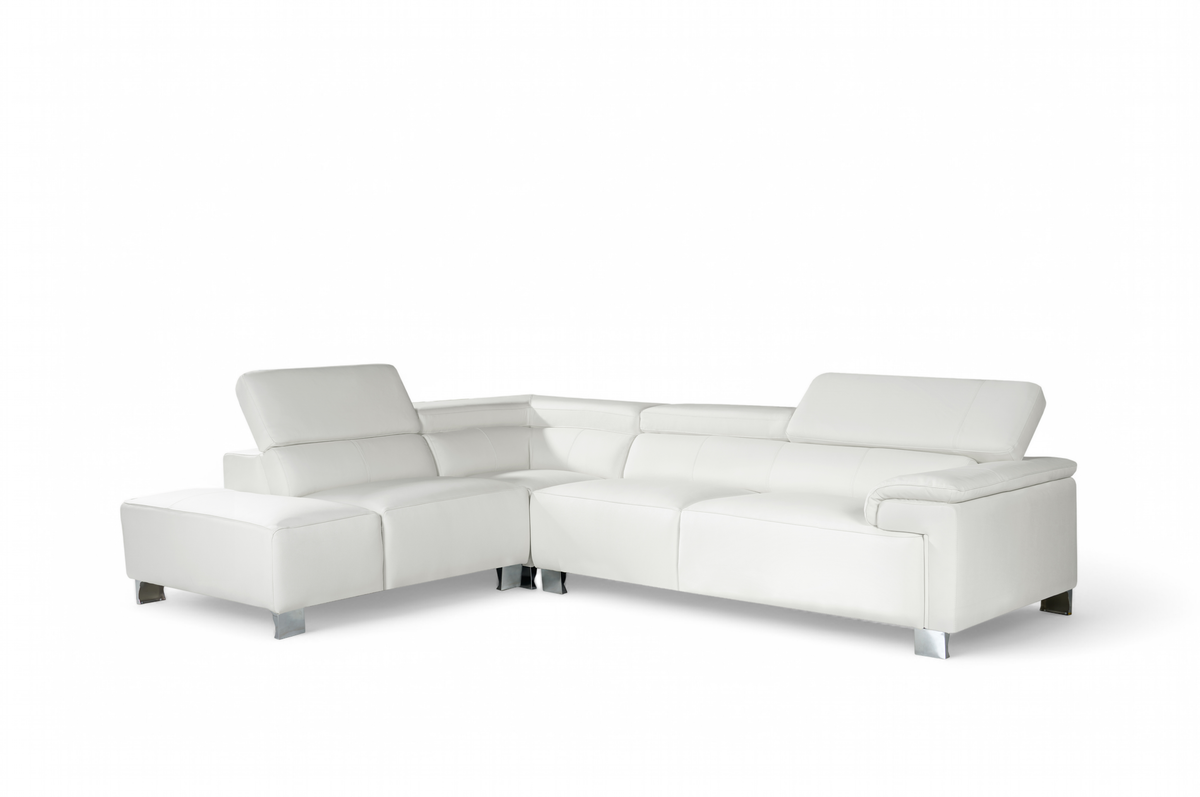 Livorno Genuine Leather White Corner Sofa