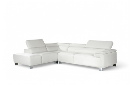 Livorno Genuine Leather White Corner Sofa